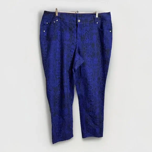 Lane Bryant Jeans Size 20 Leopard Animal Print Stretch Denim Purple - Picture 1 of 10